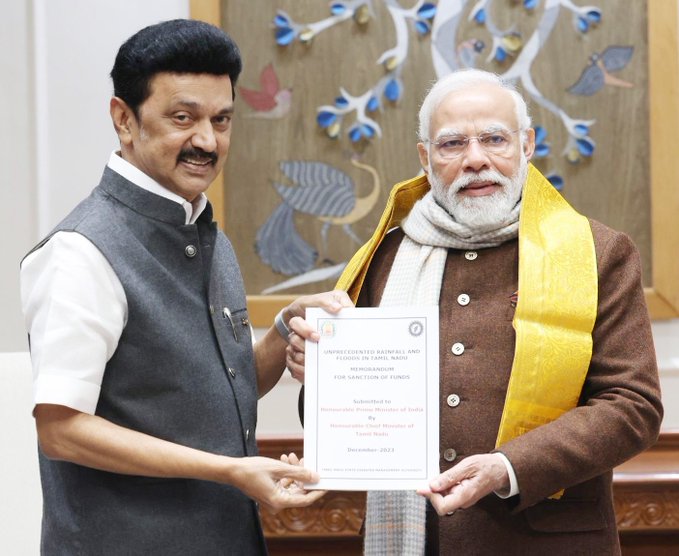 முதலமைச்சர் பிரதமரை சந்தித்து வெள்ள நிவாரண நிதி தொடர்பான கோரிக்கை