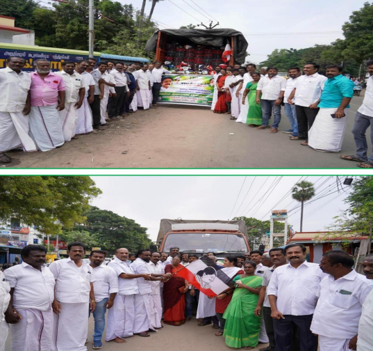 தென்மாவட்ட மக்களுக்கு அம்மா மக்கள் முன்னேற்றக் கழகத்தின் சார்பில் நிவாரணப் பொருட்கள்